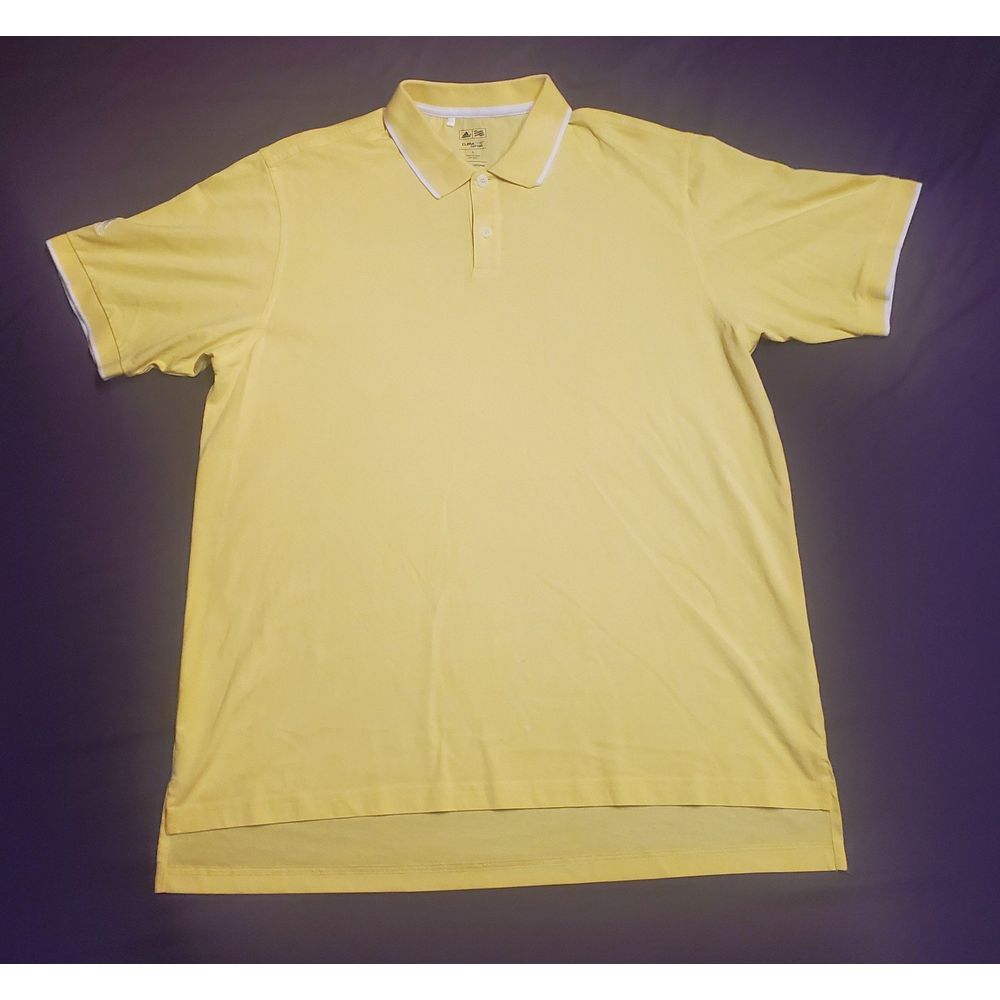 Adidas Climalite Cotton Golf Short Sleeve Polo Yellow Large